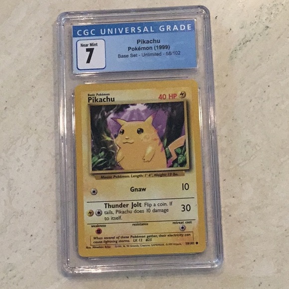 Pikachu 1999 Yellow Cheeks 58/102 Pokemon Base Set CGC 7 Graded Card #58 - Picture 7 of 7